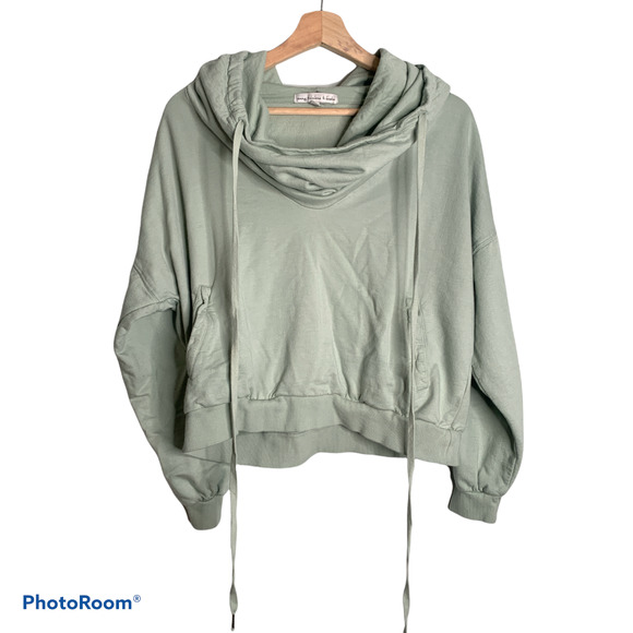Young Fabulous & Broke Tops - Young Fabulous & Broke Monroe Hoodie Sweatshirt Top Sage Green Size Medium